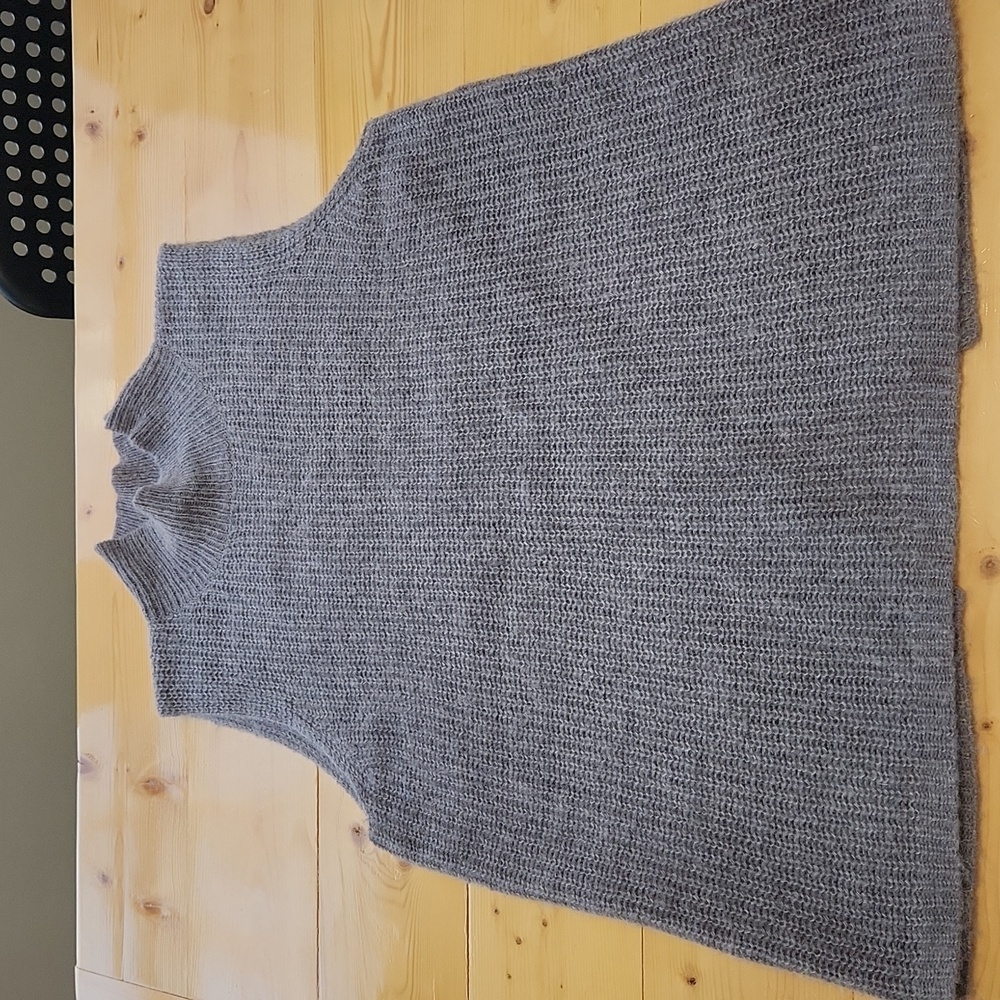 French Connection Crossback Mock Neck Sleeveless Sweater Gray Wool Blend L - Picture 9 of 13